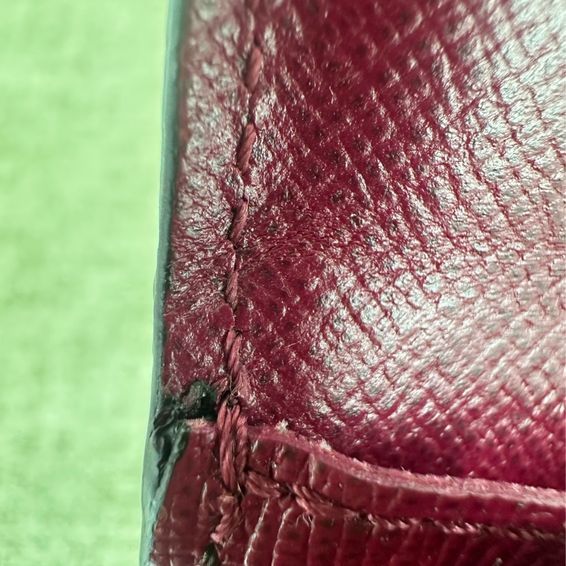 PRE OWNED LV 經典老花拼紅色 卡片包-14