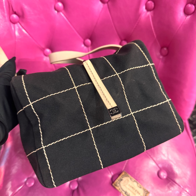 Chanel 帆布冰格豆腐包/手提包/王吉娜古董精品-4