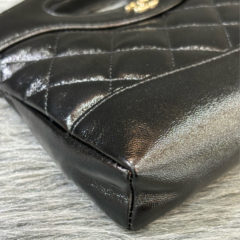 CHANEL AP3656 黑皮 亮面 金釦 31 bag 雙C 斜背包 手提包-7