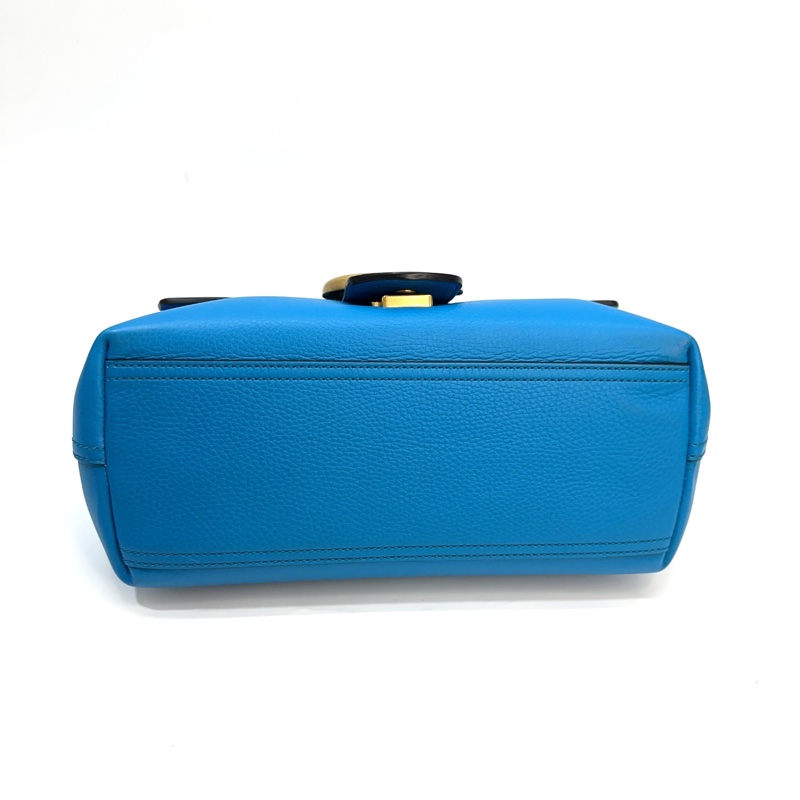 Gucci 松石藍牛皮霧金Marmont下蓋寬肩斜包-4