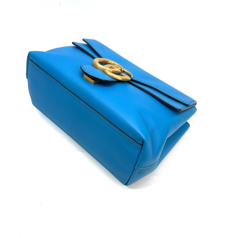 Gucci 松石藍牛皮霧金Marmont下蓋寬肩斜包-6