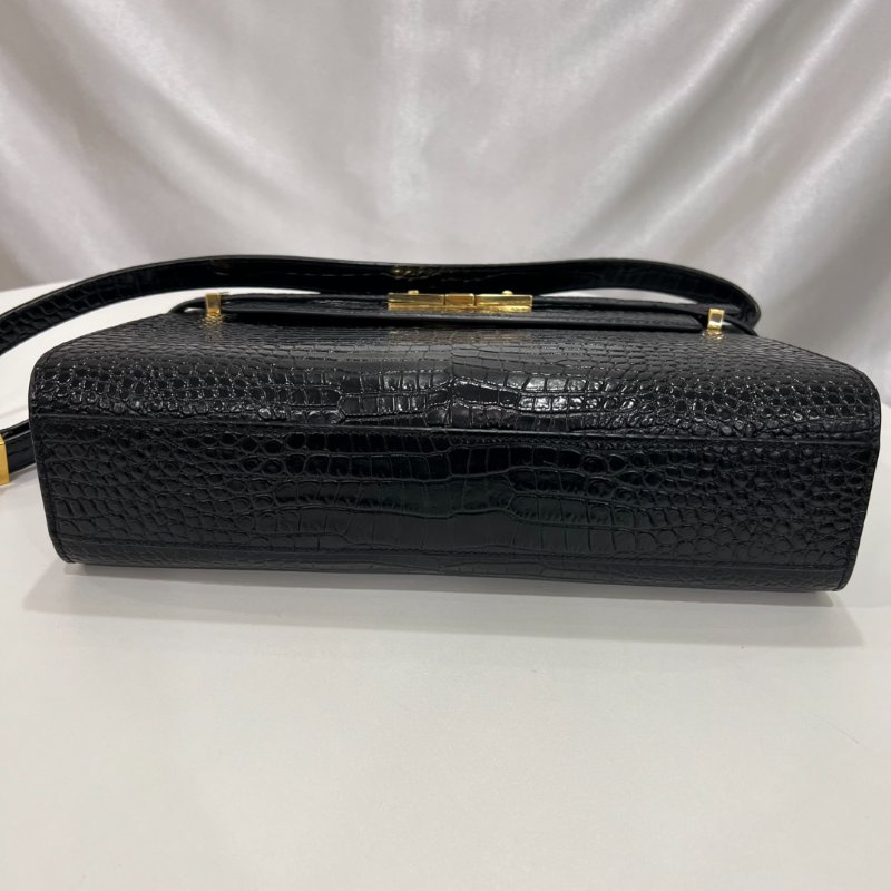 YSL 579271 黑鱷魚壓紋曼哈頓中號-2