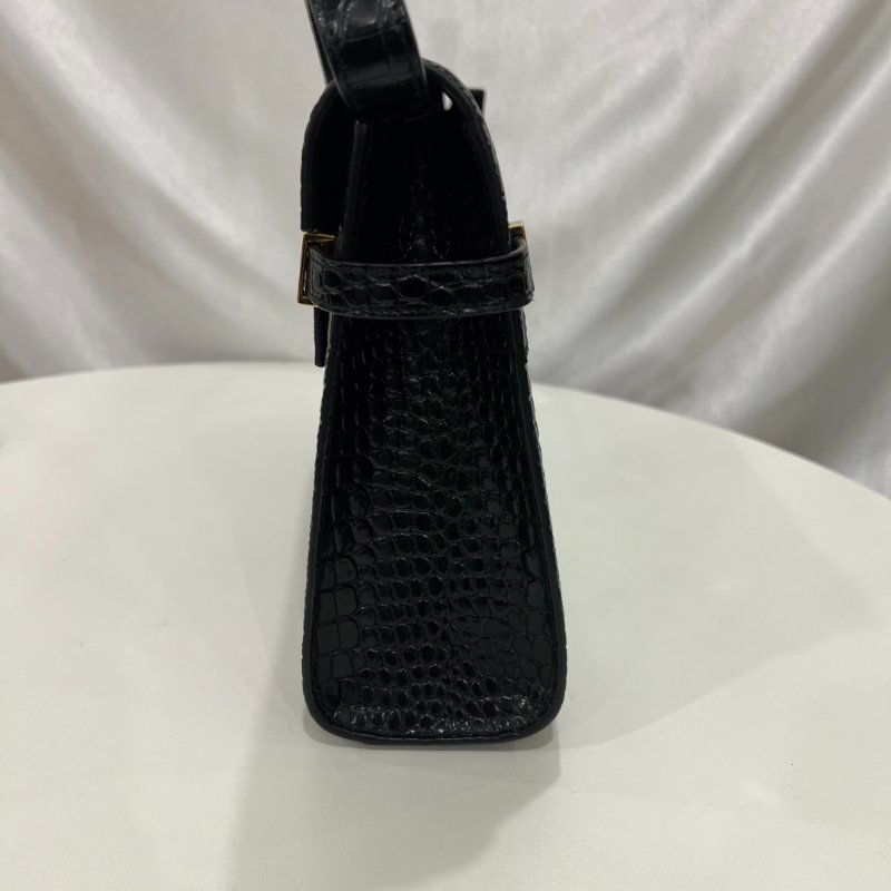 YSL 579271 黑鱷魚壓紋曼哈頓中號-3