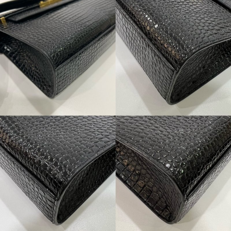 YSL 579271 黑鱷魚壓紋曼哈頓中號-8