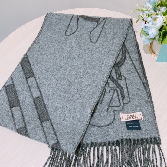 TK1758 HERMES 愛馬仕馬具圖案全羊毛頸巾TETE-A-TETE EQUESTRE SCARF CASHMERE 25CM X 170CM-3