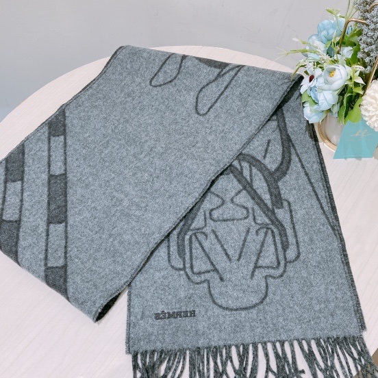 TK1758 HERMES 愛馬仕馬具圖案全羊毛頸巾TETE-A-TETE EQUESTRE SCARF CASHMERE 25CM X 170CM-4
