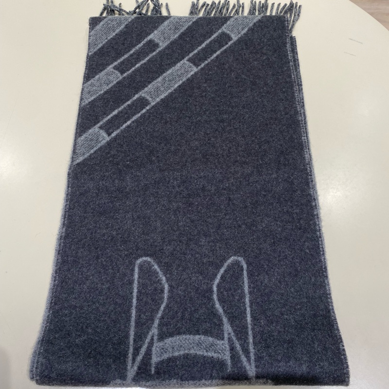 TK1758 HERMES 愛馬仕馬具圖案全羊毛頸巾TETE-A-TETE EQUESTRE SCARF CASHMERE 25CM X 170CM-10