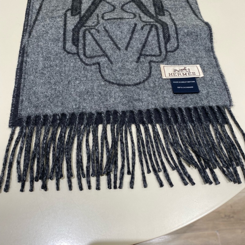 TK1758 HERMES 愛馬仕馬具圖案全羊毛頸巾TETE-A-TETE EQUESTRE SCARF CASHMERE 25CM X 170CM-20