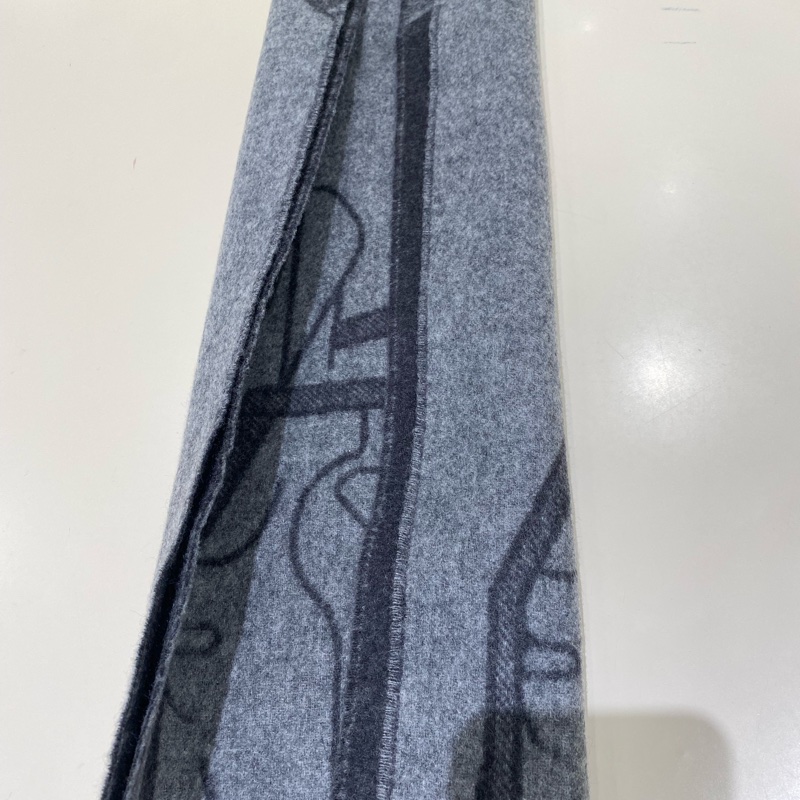 TK1758 HERMES 愛馬仕馬具圖案全羊毛頸巾TETE-A-TETE EQUESTRE SCARF CASHMERE 25CM X 170CM-22