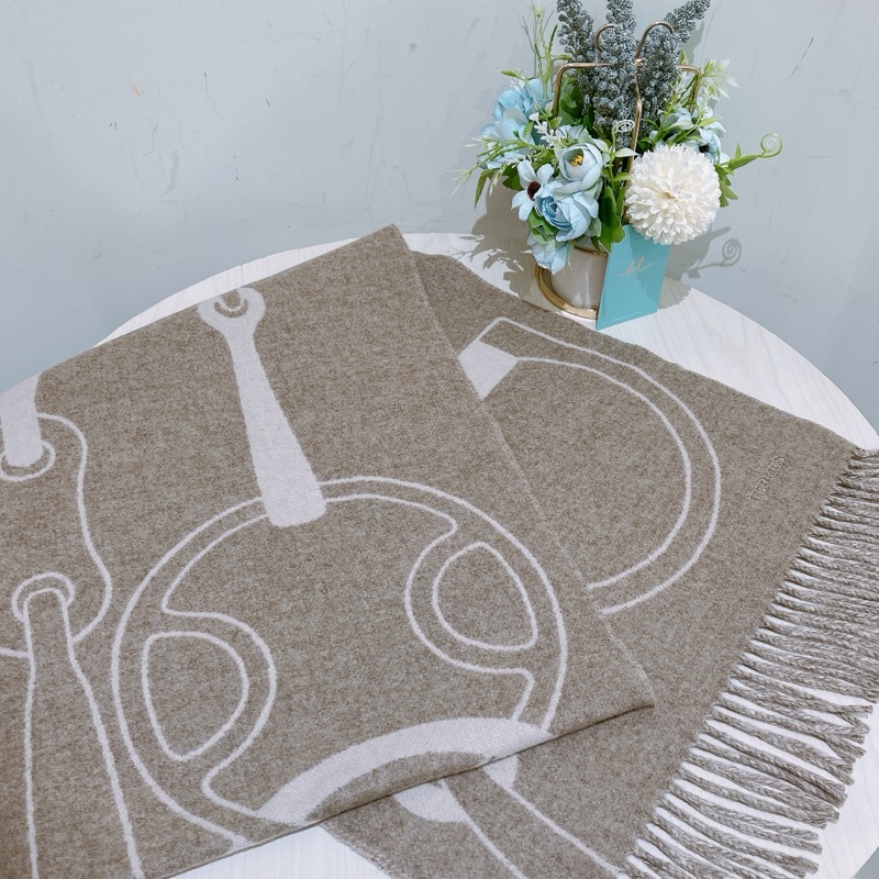 TK1759 HERMES 愛馬仕馬具圖案全羊毛頸巾METAL EQUESTRE SCARF CASHMERE 40CM X 170CM-2
