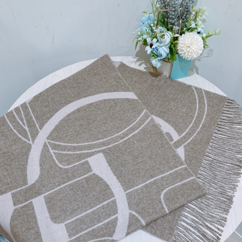 TK1759 HERMES 愛馬仕馬具圖案全羊毛頸巾METAL EQUESTRE SCARF CASHMERE 40CM X 170CM-3