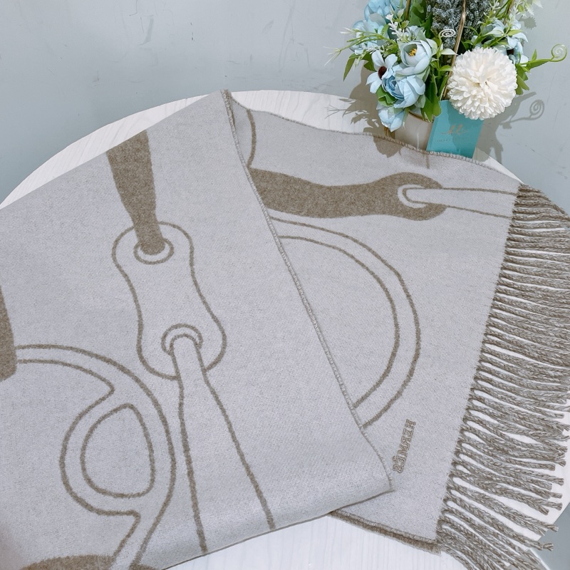 TK1759 HERMES 愛馬仕馬具圖案全羊毛頸巾METAL EQUESTRE SCARF CASHMERE 40CM X 170CM-5