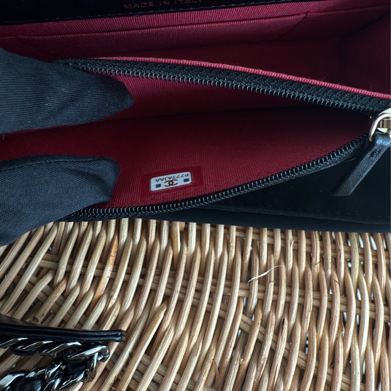 全新CHANEL黑色羊皮金銀雙鏈19手機包AP3067-9