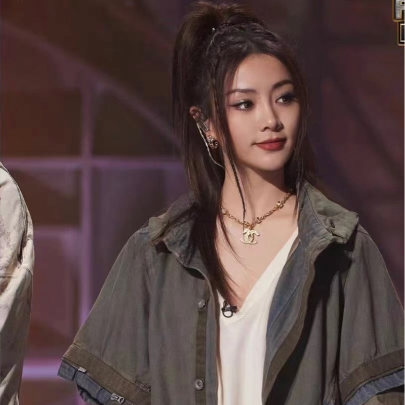 Chanel 中古金色鑲鑽項鍊 雙C 大logo-4