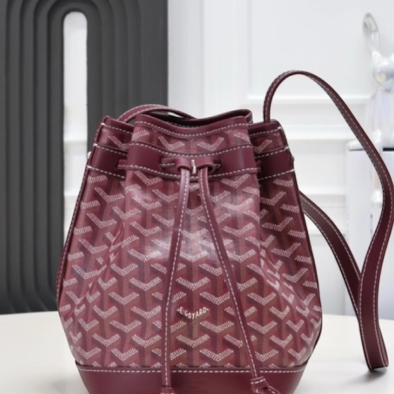 Goyard Petit Flot Bucket Bag 酒紅色抽繩水桶包-0