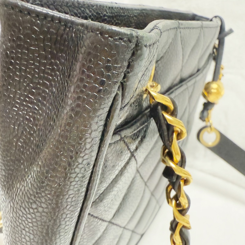 🔥 全網最低價金球肩背包🔥9新Chanel香奈兒金球vintage老香肩背包古董包 黑金荔枝皮 金球托特包 奶粉包 香奶奶-4