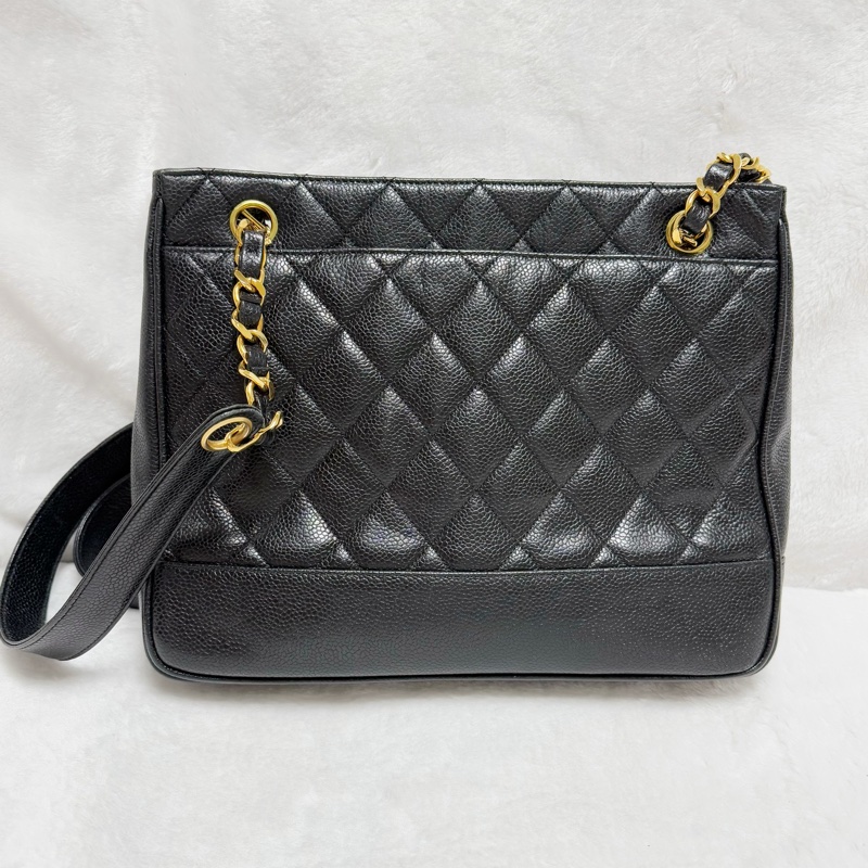 🔥 全網最低價金球肩背包🔥9新Chanel香奈兒金球vintage老香肩背包古董包 黑金荔枝皮 金球托特包 奶粉包 香奶奶-6