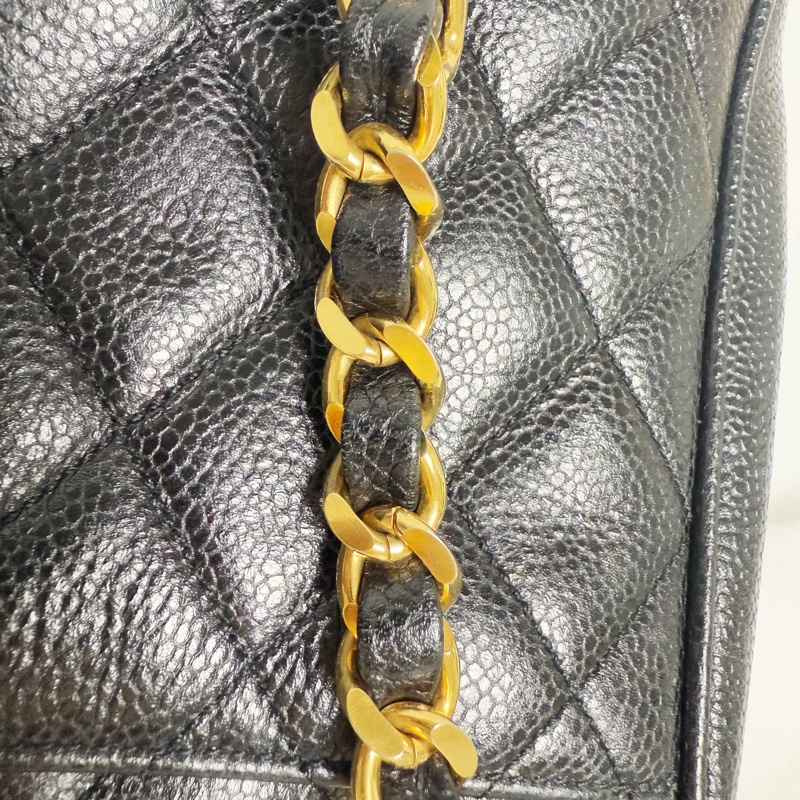 🔥 全網最低價金球肩背包🔥9新Chanel香奈兒金球vintage老香肩背包古董包 黑金荔枝皮 金球托特包 奶粉包 香奶奶-23