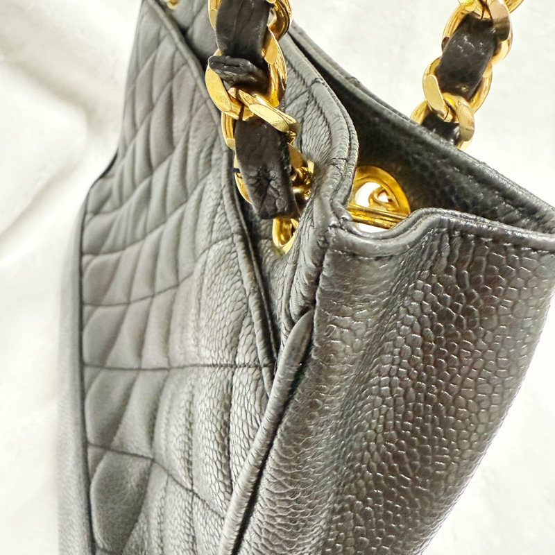 🔥 全網最低價金球肩背包🔥9新Chanel香奈兒金球vintage老香肩背包古董包 黑金荔枝皮 金球托特包 奶粉包 香奶奶-12