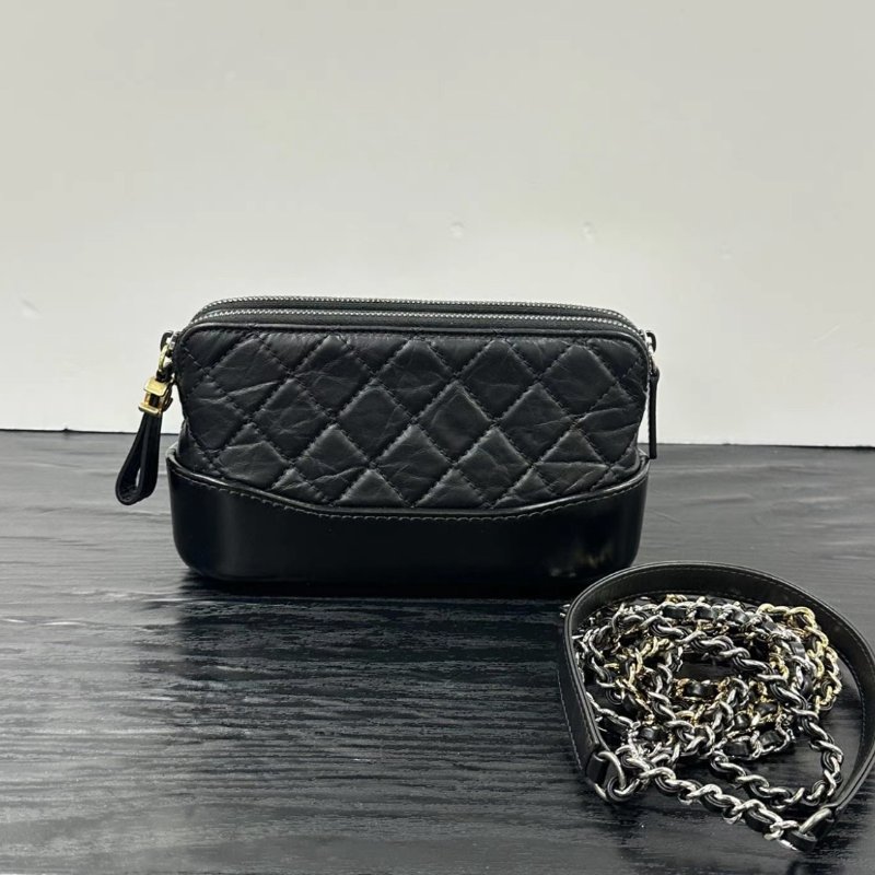 CHANEL 黑色流浪鏈條肩背斜背包mini 18.5*10*4 98新配件塵袋-2