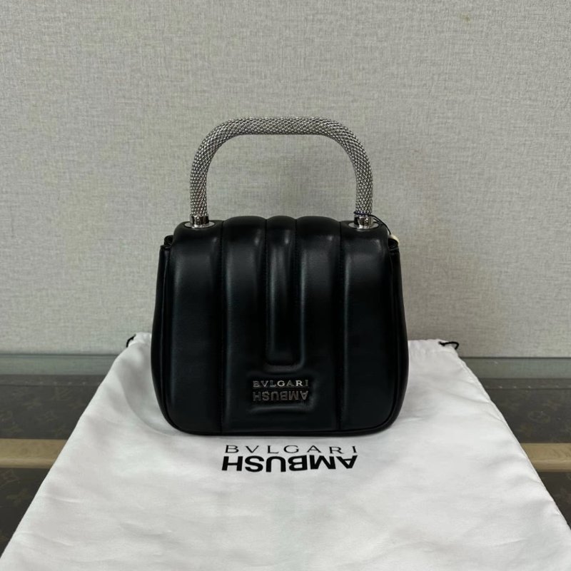 BVLGARI XAmbush黑銀手提斜背蛇頭包 19*16*10 98新配件塵袋-5