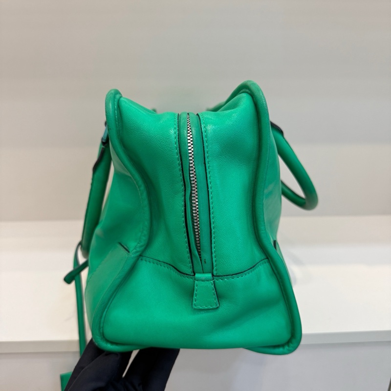 Loewe羅意威Amazona經典勃艮第綠色波士頓手提包-3