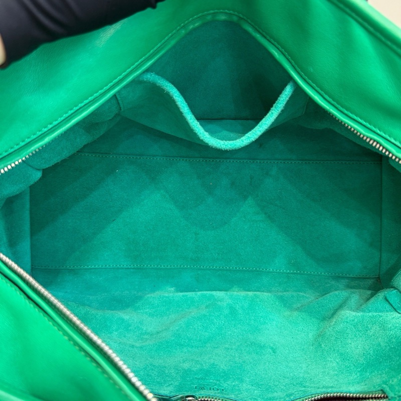 Loewe羅意威Amazona經典勃艮第綠色波士頓手提包-8