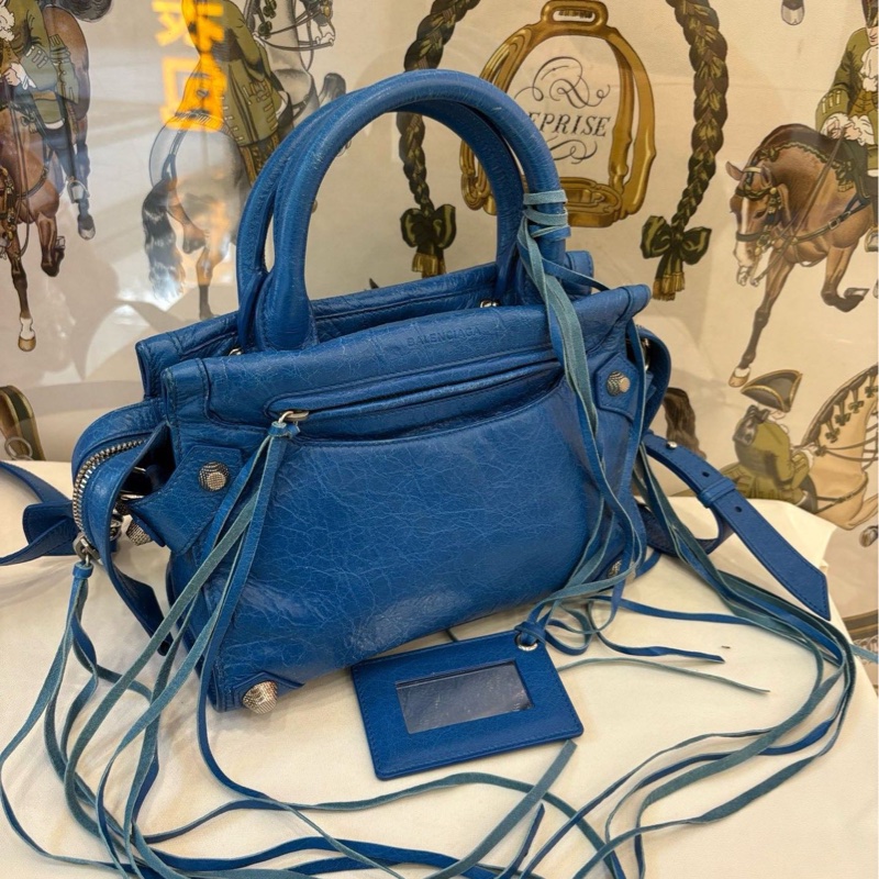Balenciaga巴黎世家 機車包 藍色斜背包-0