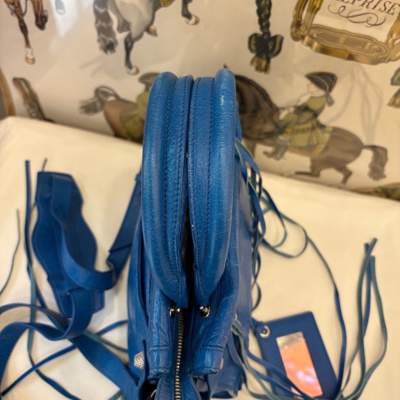 Balenciaga巴黎世家 機車包 藍色斜背包-4