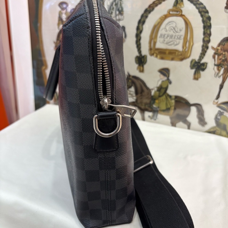 LV路易威登 棋盤格公文包 電腦公事包有肩帶 手提斜背-3