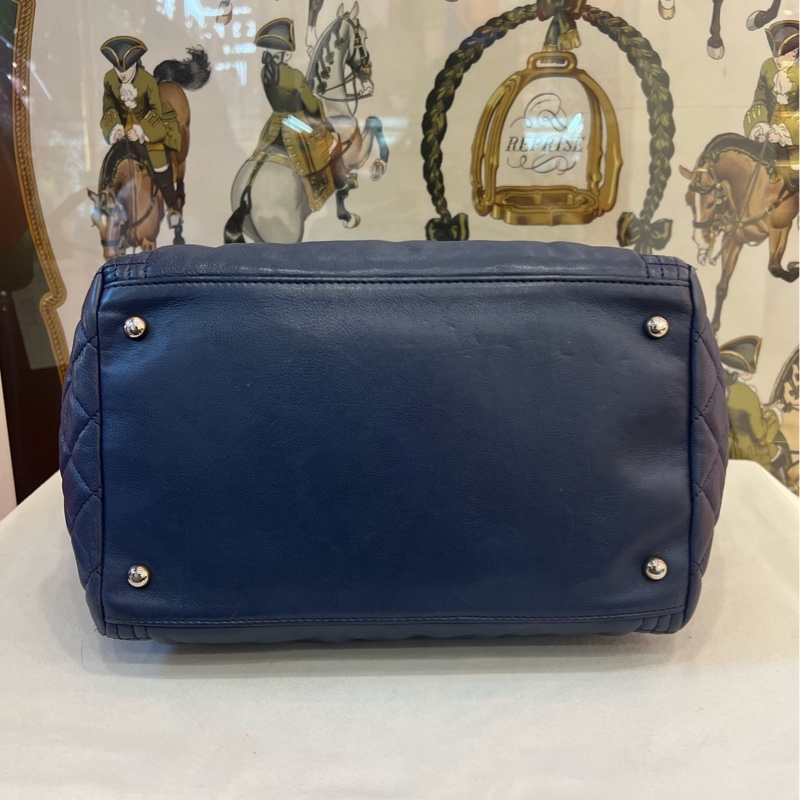 香奈兒 Chanel tote 深藍皮穿鏈 托特包-4