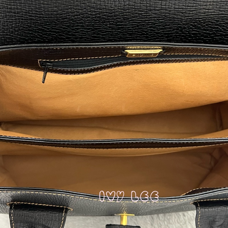 LOEWE 黑色轉扣 托特包 手提包 VINTAGE 小牛皮 正品 二手精品-3