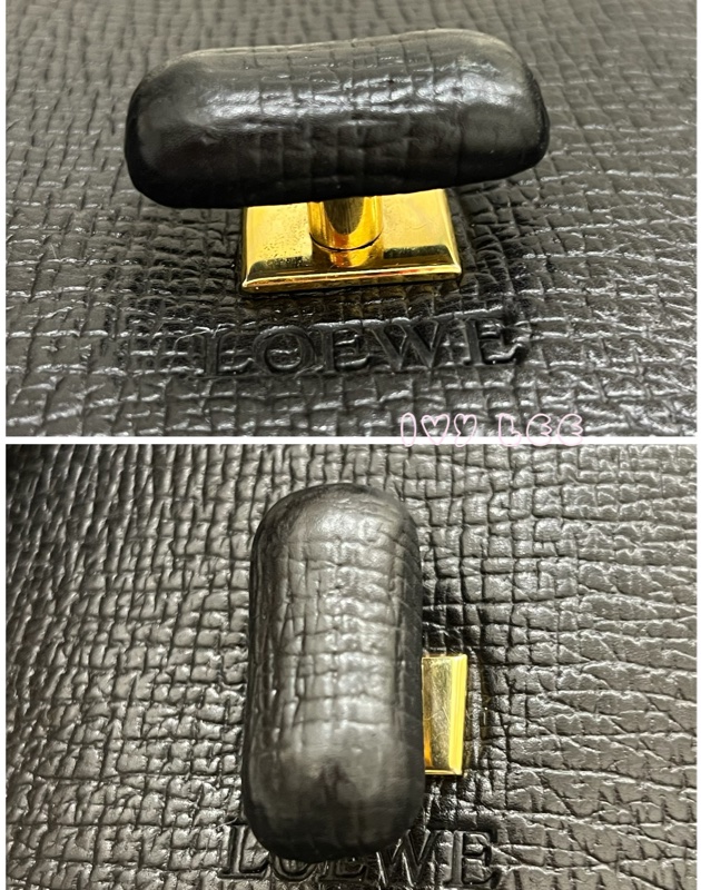 LOEWE 黑色轉扣 托特包 手提包 VINTAGE 小牛皮 正品 二手精品-24