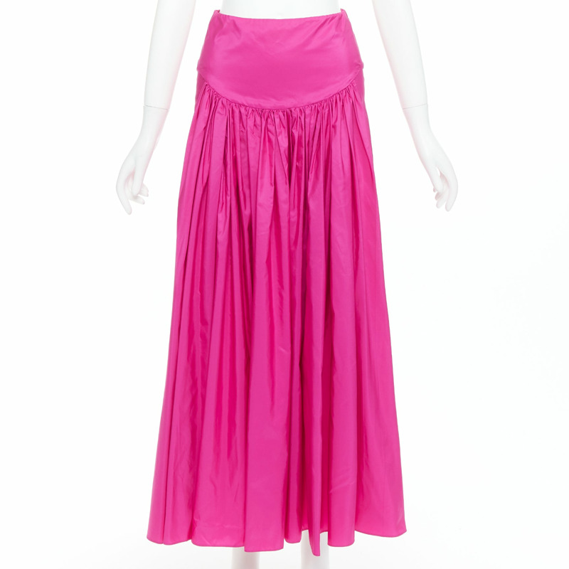 STELLA MCCARTNEY hot pink silk blend ruched front fitted midi skirt IT36 XXS-0