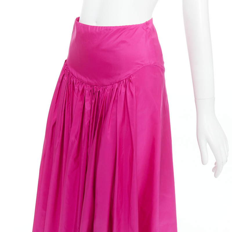 STELLA MCCARTNEY hot pink silk blend ruched front fitted midi skirt IT36 XXS-1