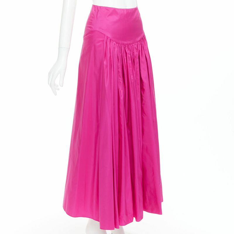 STELLA MCCARTNEY hot pink silk blend ruched front fitted midi skirt IT36 XXS-2