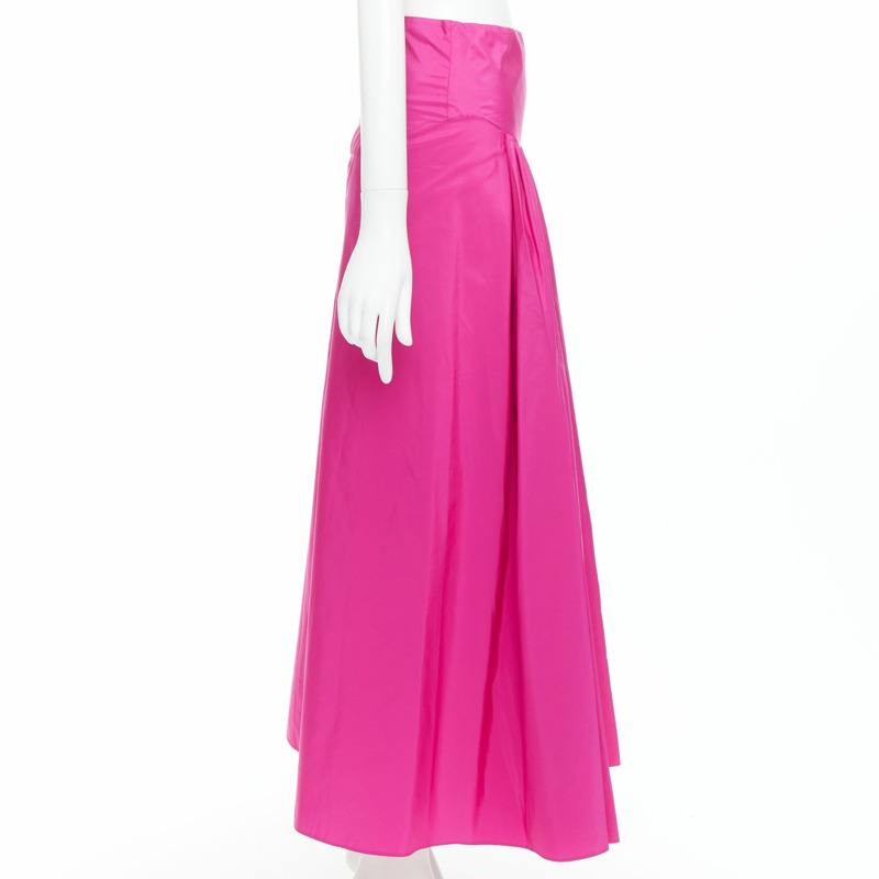 STELLA MCCARTNEY hot pink silk blend ruched front fitted midi skirt IT36 XXS-3