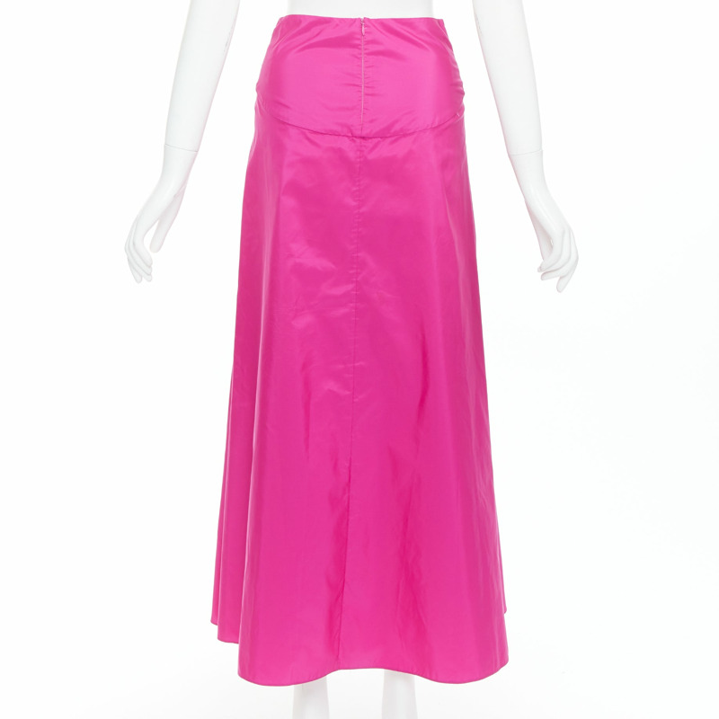 STELLA MCCARTNEY hot pink silk blend ruched front fitted midi skirt IT36 XXS-4