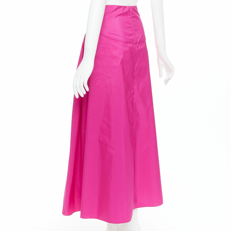 STELLA MCCARTNEY hot pink silk blend ruched front fitted midi skirt IT36 XXS-5