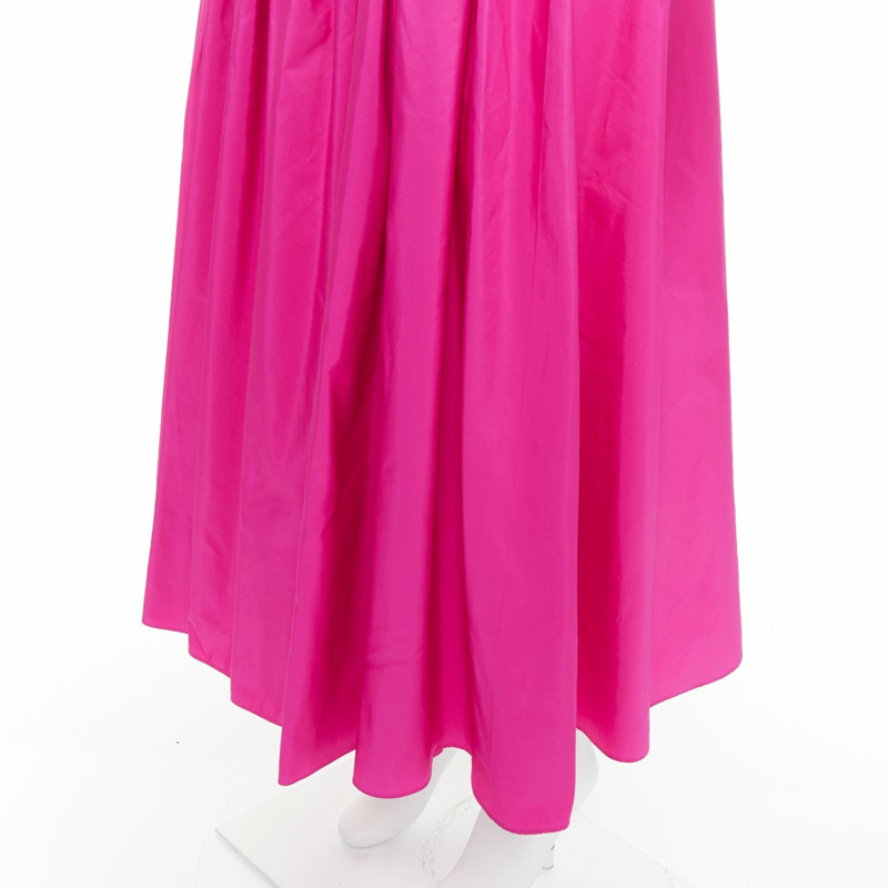 STELLA MCCARTNEY hot pink silk blend ruched front fitted midi skirt IT36 XXS-6