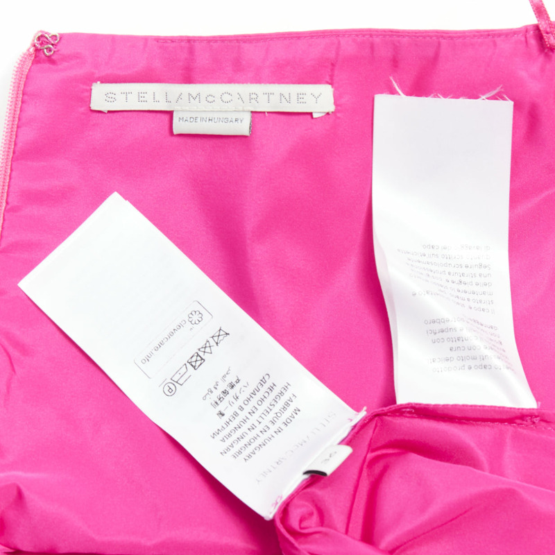 STELLA MCCARTNEY hot pink silk blend ruched front fitted midi skirt IT36 XXS-7
