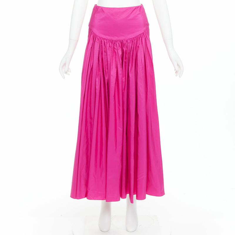 STELLA MCCARTNEY hot pink silk blend ruched front fitted midi skirt IT36 XXS-8