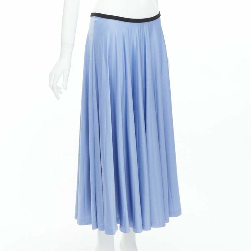OLD CELINE Phoebe Philo sky blue pleated black waistband skirt FR34 XS-2