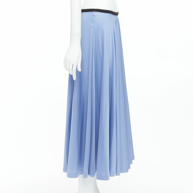 OLD CELINE Phoebe Philo sky blue pleated black waistband skirt FR34 XS-3