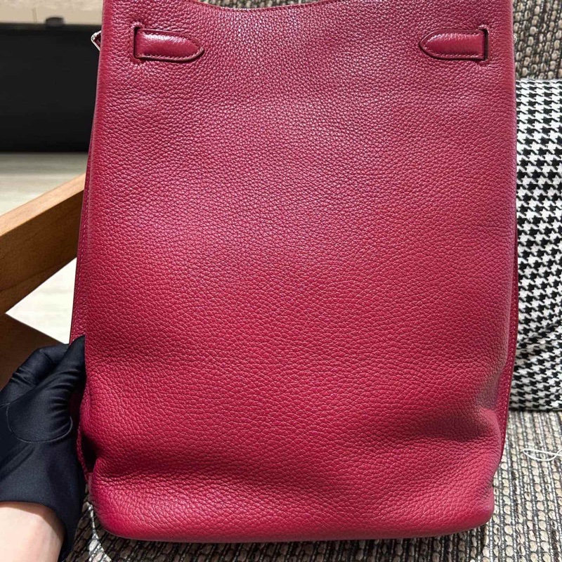 愛馬仕Hermes 水桶Sokelly26 紫紅色銀扣 框N刻-4