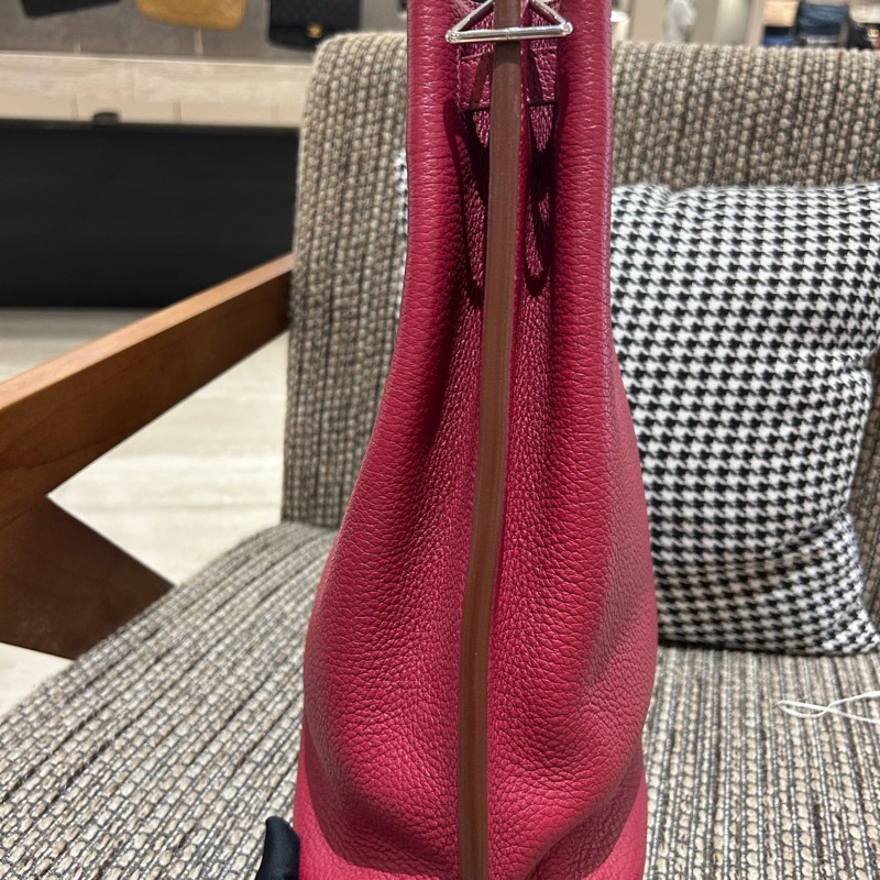 愛馬仕Hermes 水桶Sokelly26 紫紅色銀扣 框N刻-5