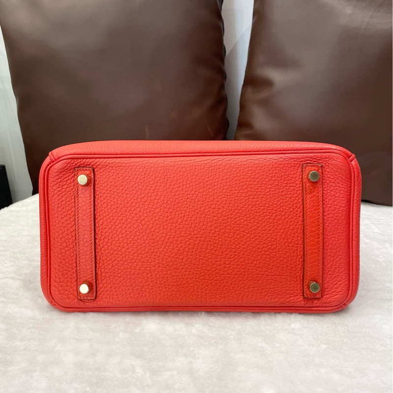 Hermès愛馬仕心紅色金扣Birkin30鉑金包，框O刻togo牛皮-3