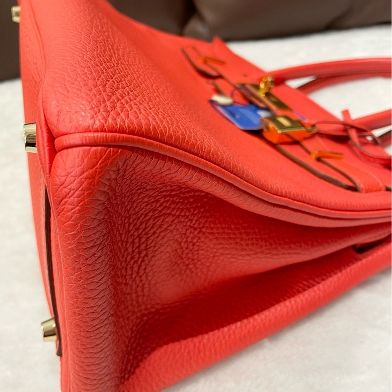 Hermès愛馬仕心紅色金扣Birkin30鉑金包，框O刻togo牛皮-4
