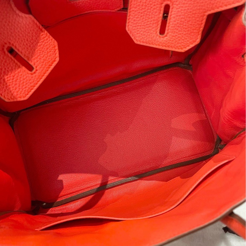 Hermès愛馬仕心紅色金扣Birkin30鉑金包，框O刻togo牛皮-7