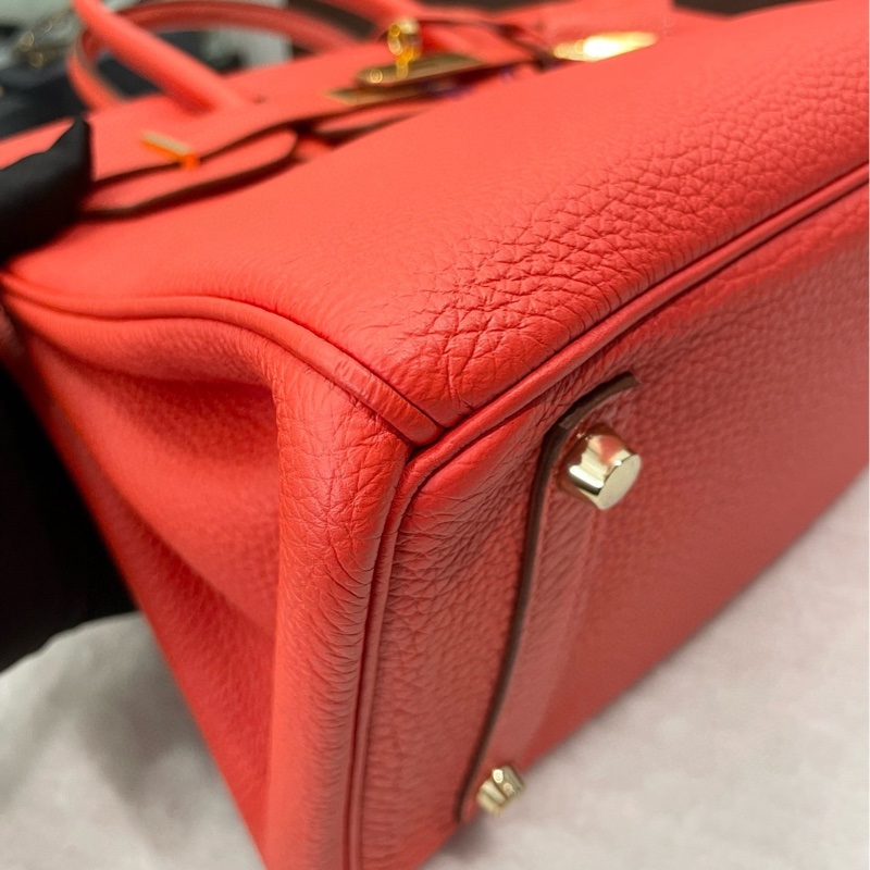 Hermès愛馬仕心紅色金扣Birkin30鉑金包，框O刻togo牛皮-8